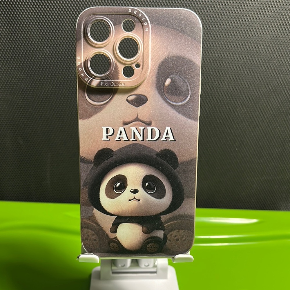 iPhone14 Max Pro Panda Design Phone Case - Black and Gray
